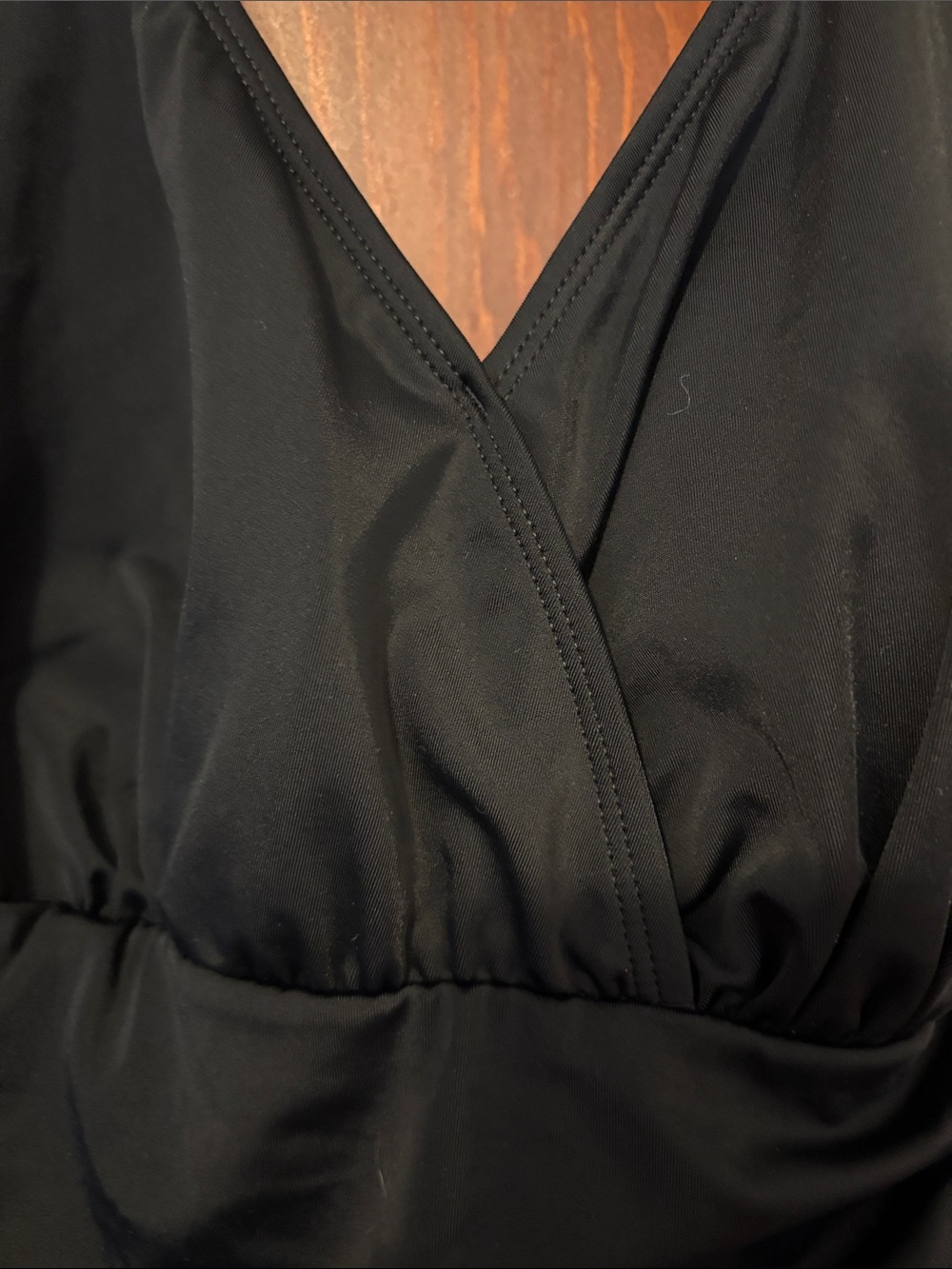 Classic Black V-Neck Women's Swim Dress - Picture 9 of 9